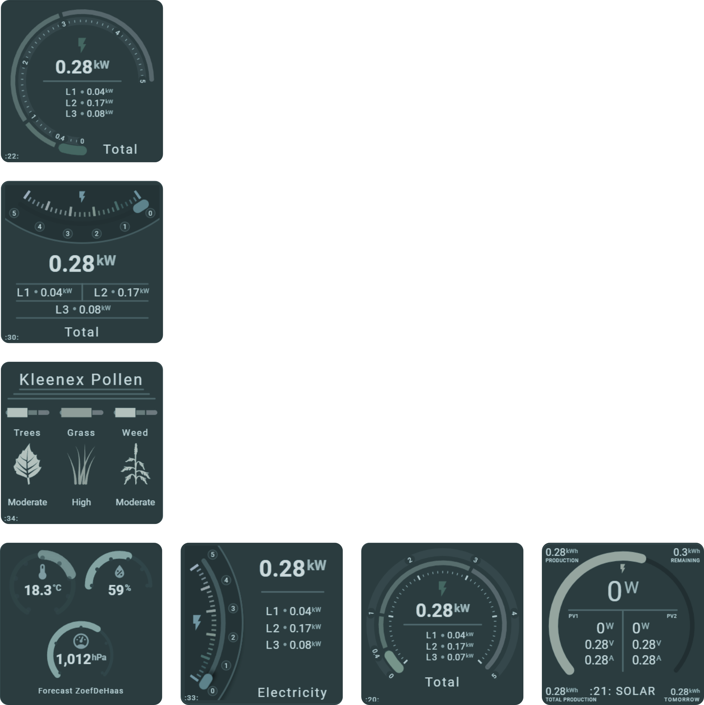 AmoebeLabs Flexible Horseshoe custom card for Home Assistant triple example